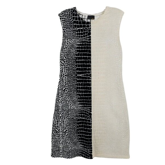 FENDI Dress Crocodile Animal Pattern Two-Tone Black Cream Stretch Size 40 - US 4 - Picture 1 of 7